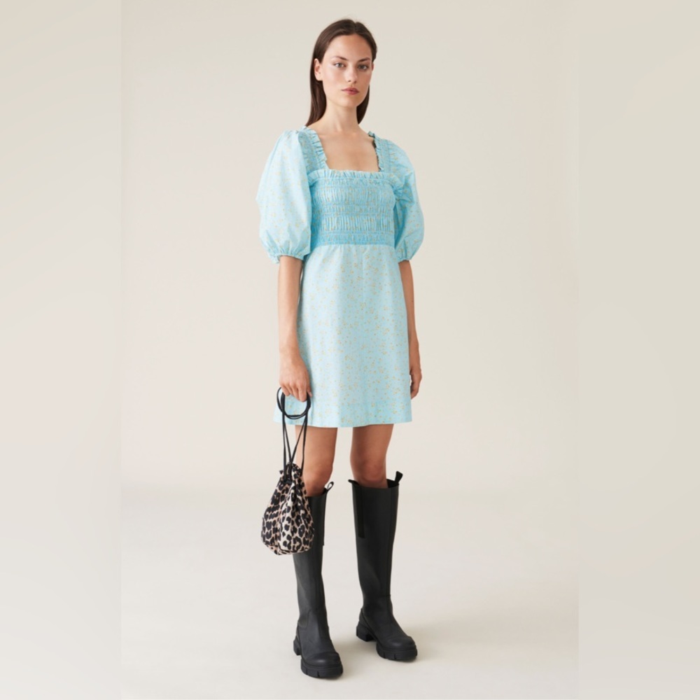 Ganni Corydalis poplin mini dress